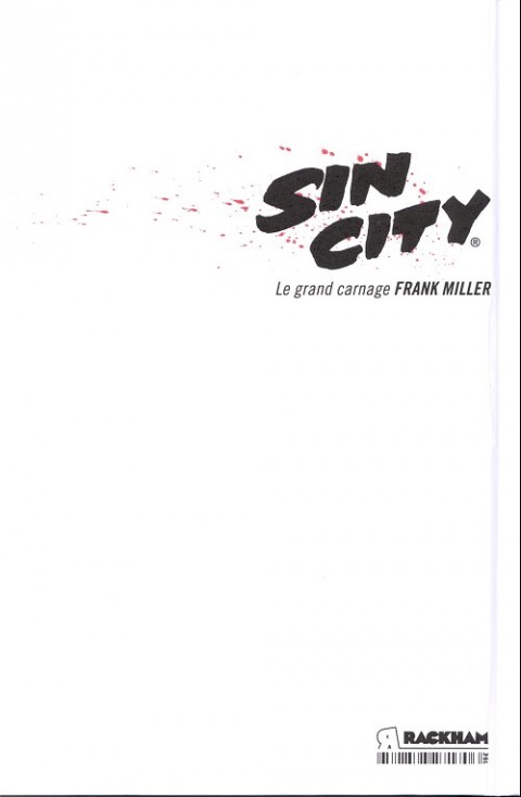 Verso de l'album Sin City Tome 3 Le grand carnage