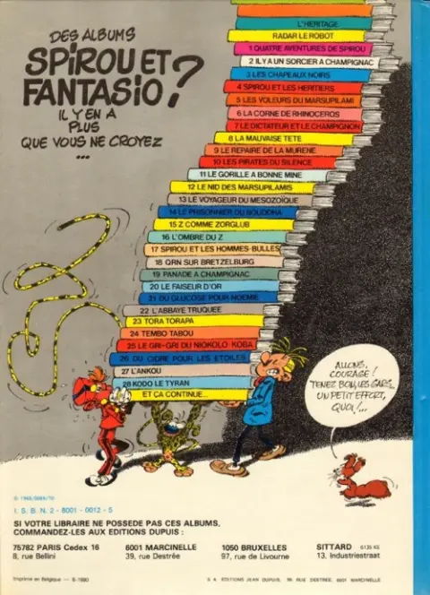 Verso de l'album Spirou et Fantasio Tome 10 Les pirates du silence