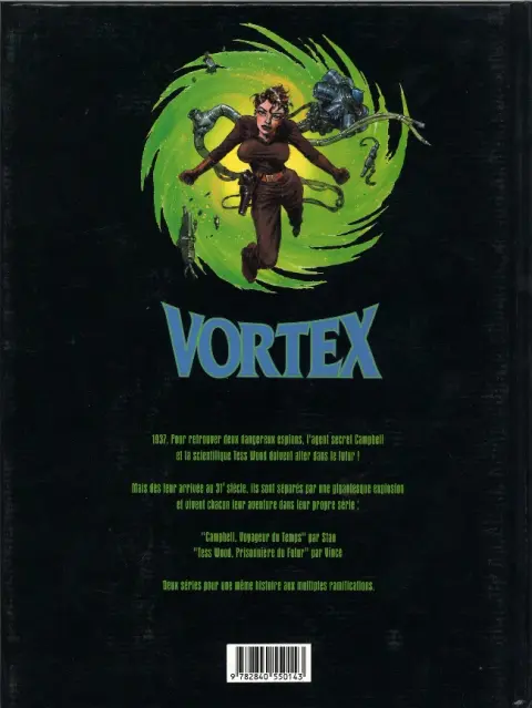 Verso de l'album Vortex Tess Wood, prisonnière du futur 1
