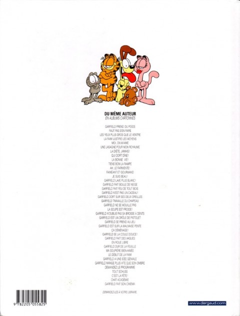 Verso de l'album Garfield Tome 39 Garfield fait son cinéma