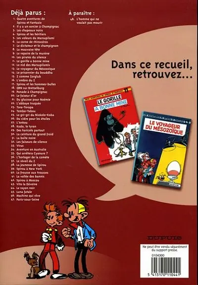 Verso de l'album Spirou et Fantasio
