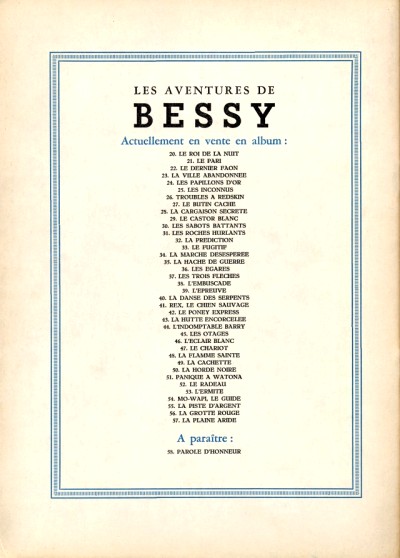 Verso de l'album Bessy Tome 57 La Plaine aride