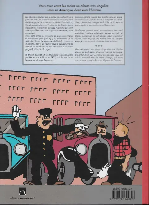 Verso de l'album Tintin Tome 3 Tintin en Amérique