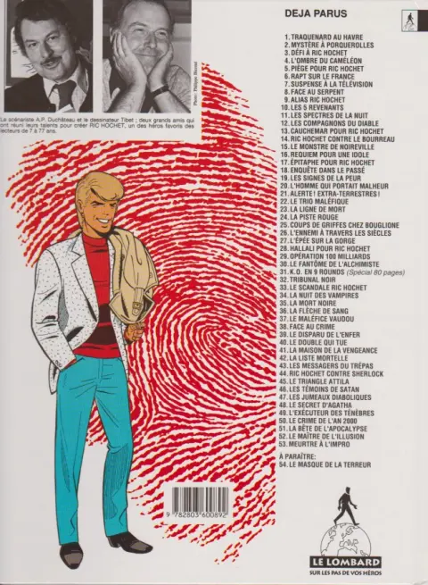 Verso de l'album Ric Hochet Tome 18 Enquête dans le passé