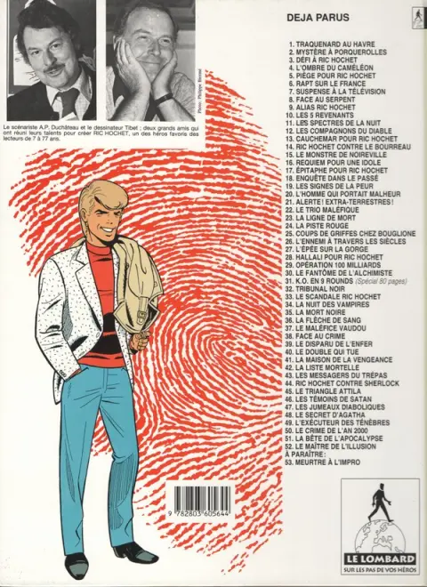 Verso de l'album Ric Hochet Tome 42 La liste mortelle