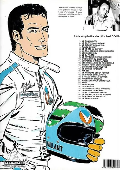 Verso de l'album Michel Vaillant Tome 28 Le secret de Steve Warson