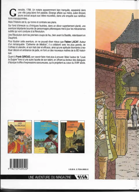 Verso de l'album Les Patriotes Tome 1 L'héritier perdu