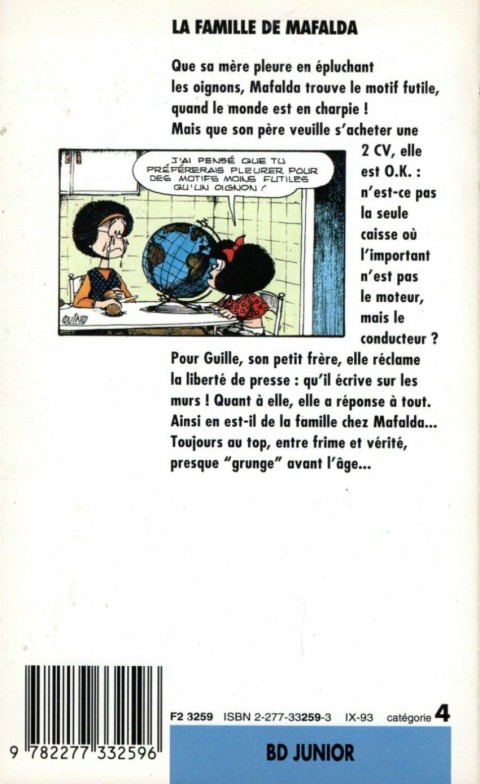 Verso de l'album Mafalda Tome 7 La famille de Mafalda