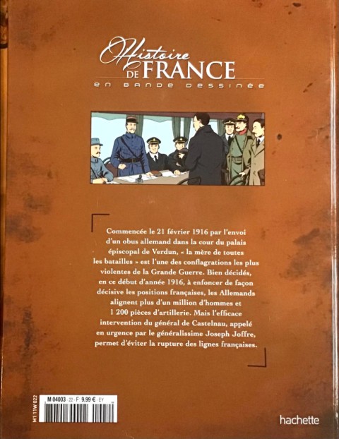 Verso de l'album Histoire de France en bande dessinée Tome 49 La Grande Guerre de Verdun à la victoire 1916/1918