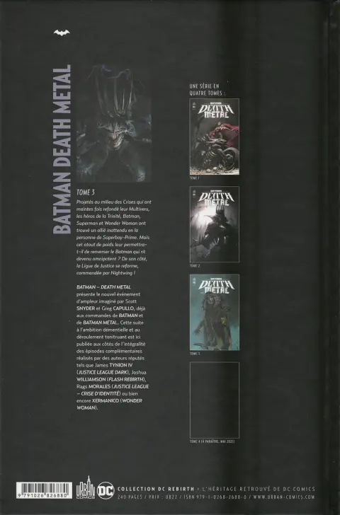 Verso de l'album Batman : Death Metal Tome 3