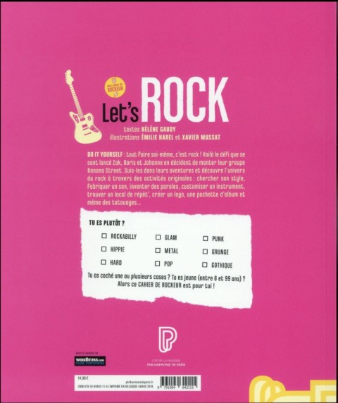 Verso de l'album Let's Rock Mon cahier de rockeur