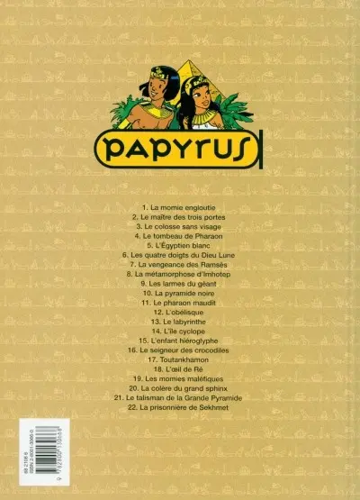 Verso de l'album Papyrus Tome 11 Le Pharaon maudit