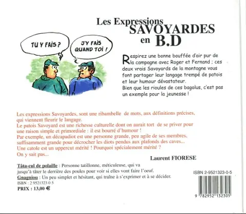 Verso de l'album Chroniques savoyardes 1 Les Expressions savoyardes en B.D.