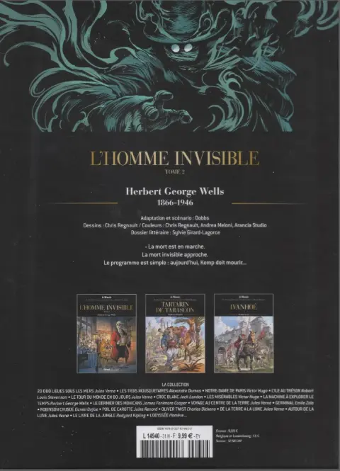 Verso de l'album Les Grands Classiques de la littérature en bande dessinée Tome 32 L'homme invisible - Tome 2