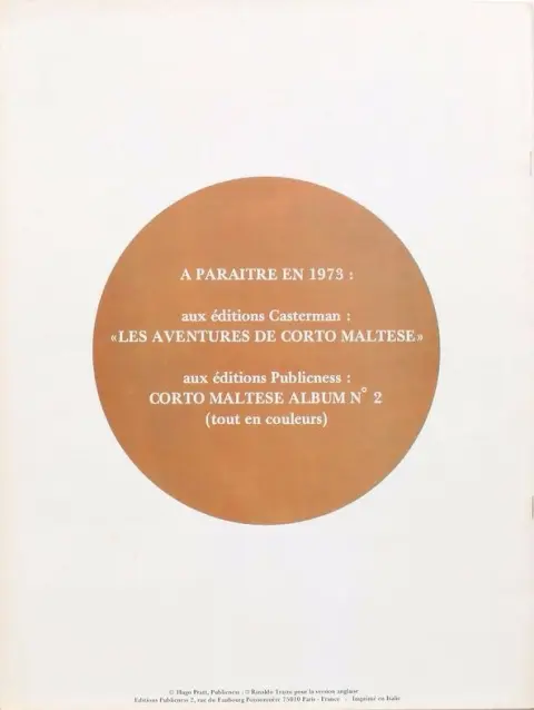 Verso de l'album Corto Maltese La lagune des beaux songes