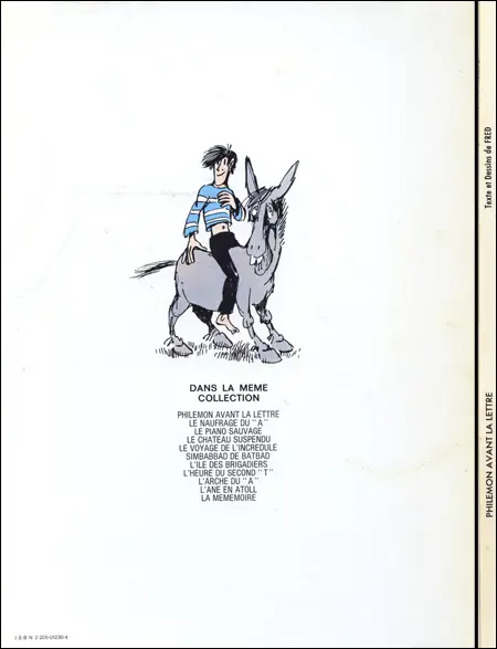 Verso de l'album Philémon Tome 1 Philémon avant la lettre