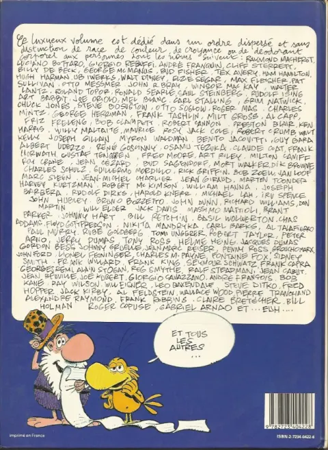Verso de l'album Robinson et Zoé