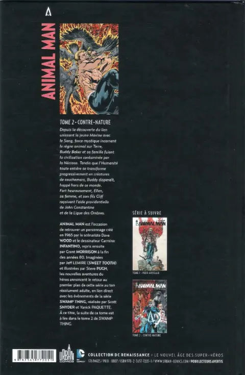 Verso de l'album Animal Man Tome 2 Contre-Nature