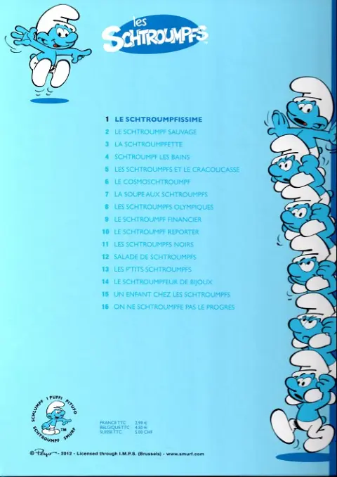 Verso de l'album Les Schtroumpfs Tome 1 Le Schtroumpfissime