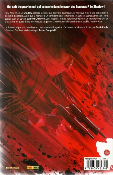Verso de l'album The Shadow Tome 1 Le Feu de la création