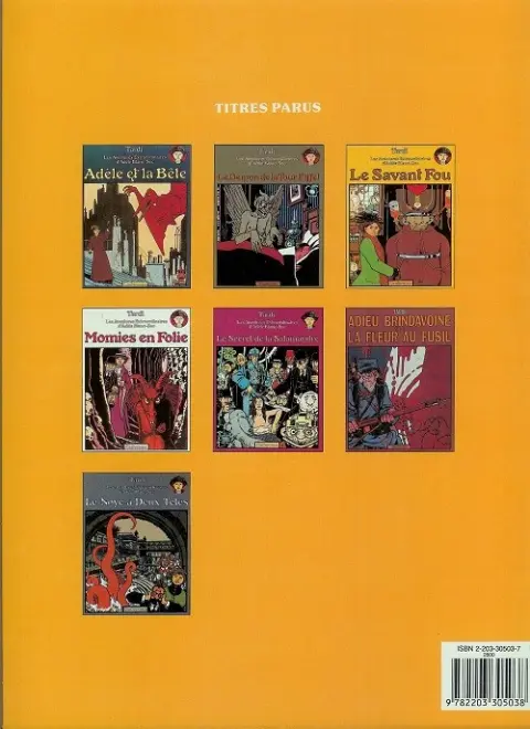 Verso de l'album Les Aventures Extraordinaires d'Adèle Blanc-Sec Tome 3 Le Savant Fou