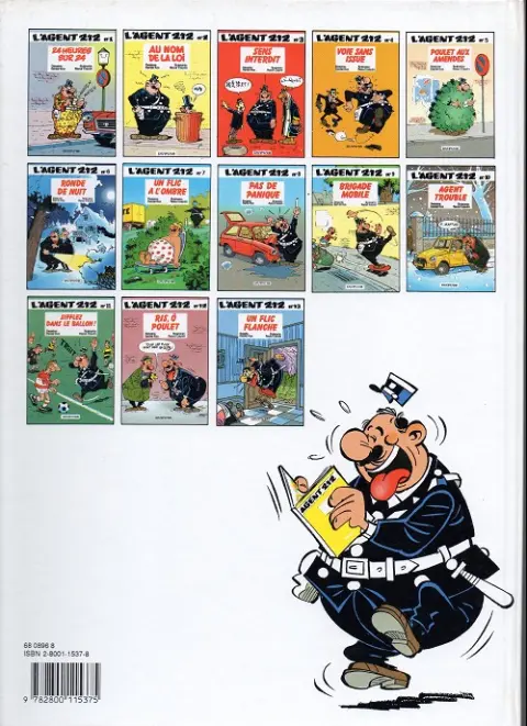 Verso de l'album L'Agent 212 Tome 8 Pas de panique