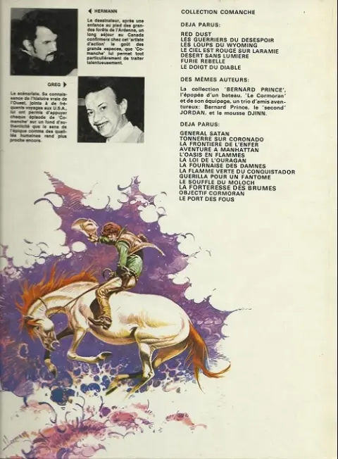 Verso de l'album Comanche Tome 6 Furie rebelle