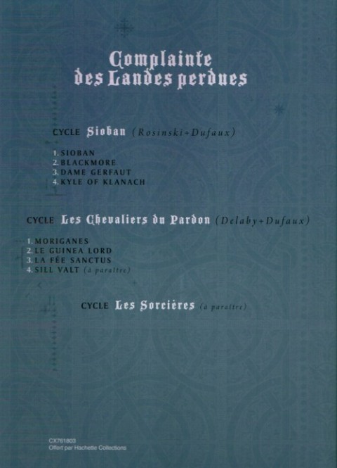 Verso de l'album Complainte des Landes perdues Tome 2 Blackmore