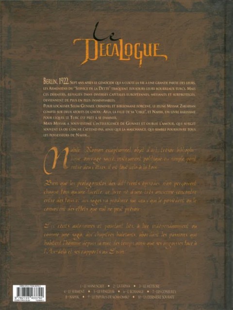 Verso de l'album Le Décalogue Tome 5 Le vengeur