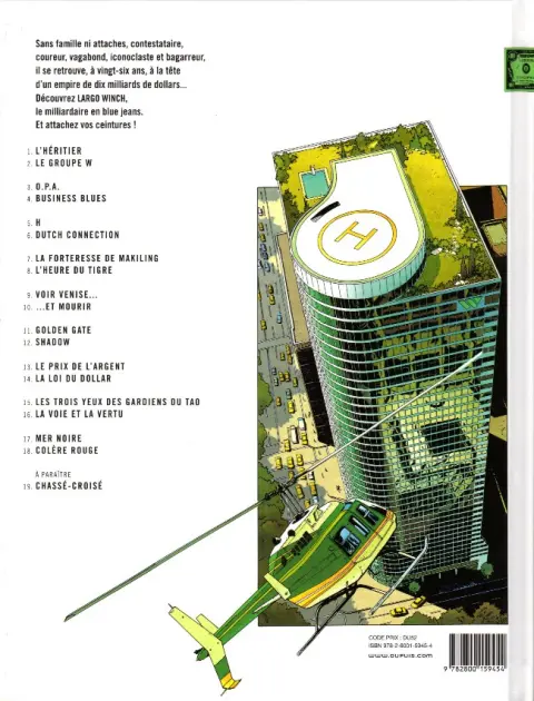 Verso de l'album Largo Winch Tome 1 L'héritier