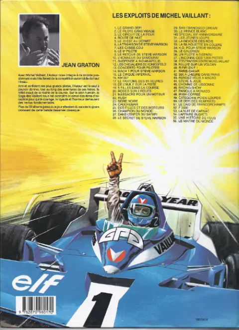 Verso de l'album Michel Vaillant Tome 2 Le pilote sans visage