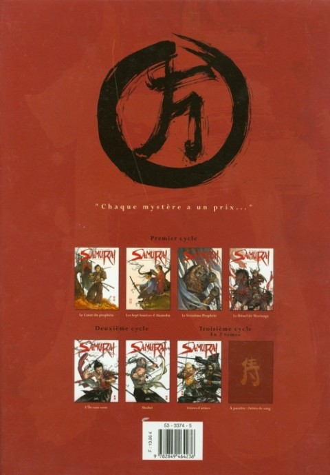 Verso de l'album Samurai Tome 2 Les sept sources d'Akanobu