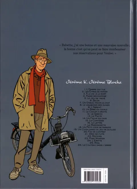 Verso de l'album Jérôme K. Jérôme Bloche Tome 26 Le couteau dans l'arbre
