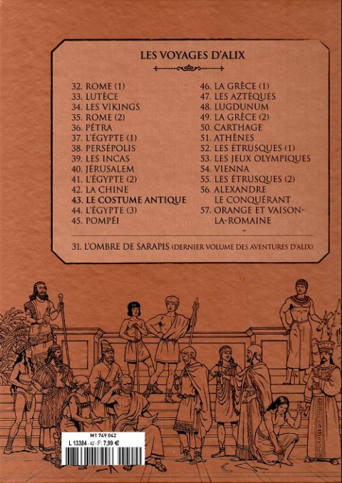 Verso de l'album Alix La collection Tome 43 Les voyages d'Alix - Le costume antique (1)