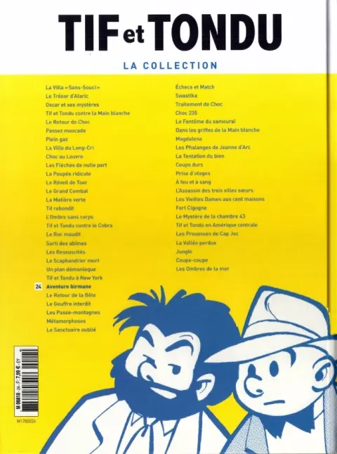 Verso de l'album Tif et Tondu La collection Tome 24 Aventure birmane