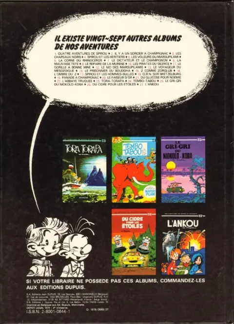 Verso de l'album Spirou et Fantasio Tome 28 Kodo le tyran