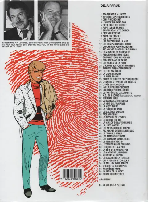 Verso de l'album Ric Hochet Tome 18 Enquête dans le passé