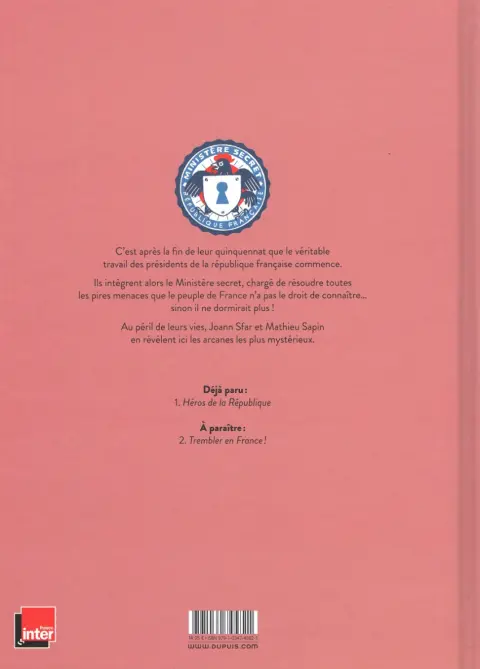 Verso de l'album Le ministère secret Tome 1 Héros de la république