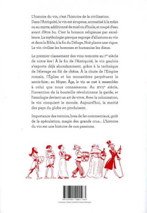 Verso de l'album L'Incroyable Histoire du vin De la préhistoire à nos jours, 10 000 ans d'aventure
