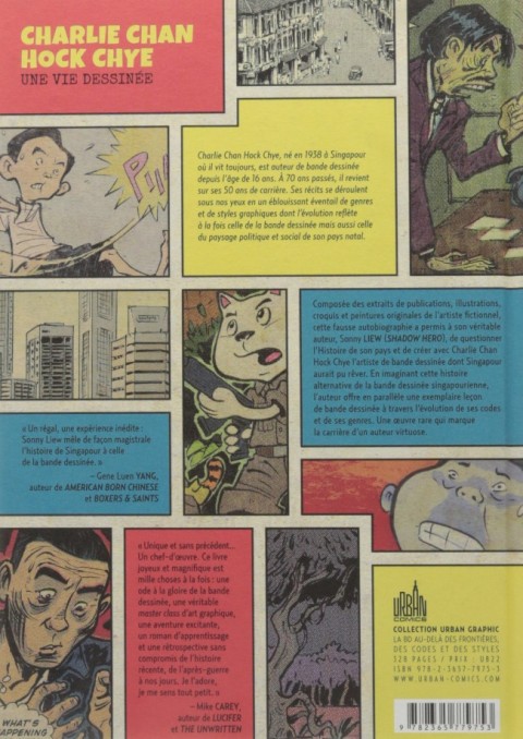 Verso de l'album Charlie Chan Hock Chye, une vie dessinée