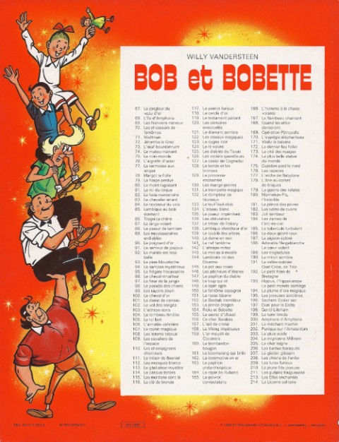 Verso de l'album Bob et Bobette Tome 184 Les dames de l'arc-en-ciel