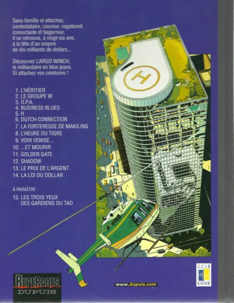 Verso de l'album Largo Winch Tome 14 la loi du dollar