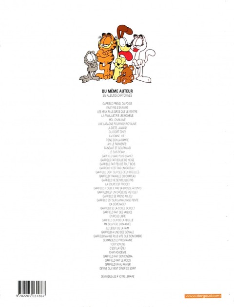 Verso de l'album Garfield Tome 5 Moi, on m'aime