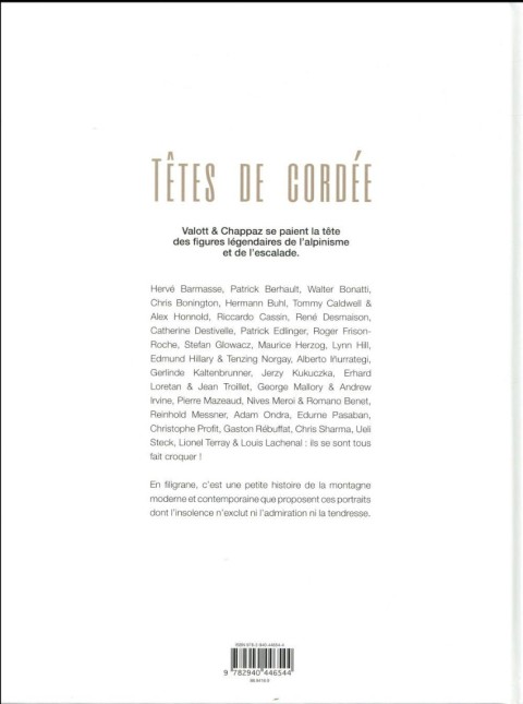 Verso de l'album Têtes de cordée légendes de la montagne caricaturées (Les)