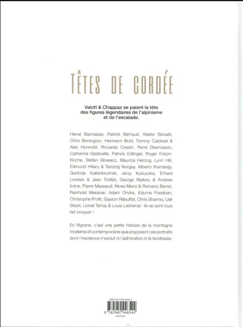 Verso de l'album Têtes de cordée légendes de la montagne caricaturées (Les)