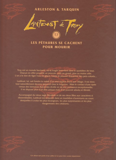 Verso de l'album Lanfeust de Troy Tome 7 Les pétaures se cachent pour mourir