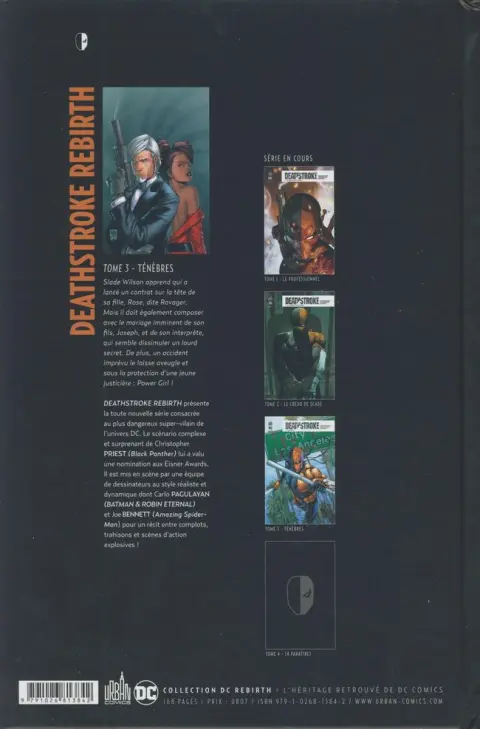 Verso de l'album Deathstroke Tome 3 ténèbres
