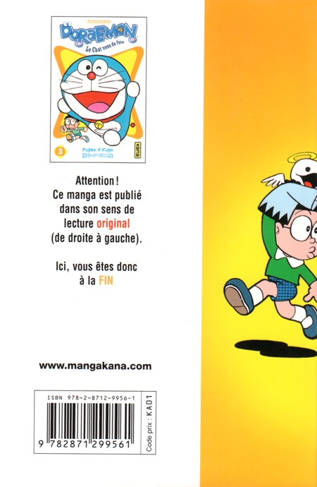 Verso de l'album Doraemon, le Chat venu du futur Tome 3