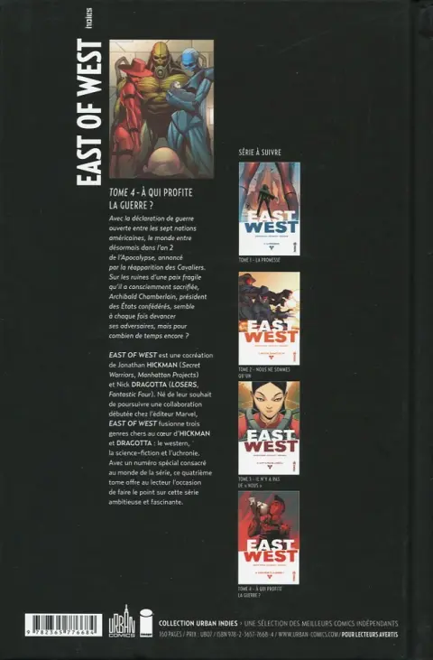 Verso de l'album East of West 4 À qui profite la guerre ?