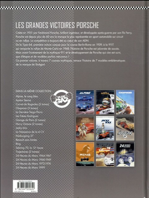 Verso de l'album Les Grandes victoires Porsche Tome 1 1952-1968